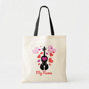 Tote Bag L'amour du violon et les coeurs - Ajoutez votre pr