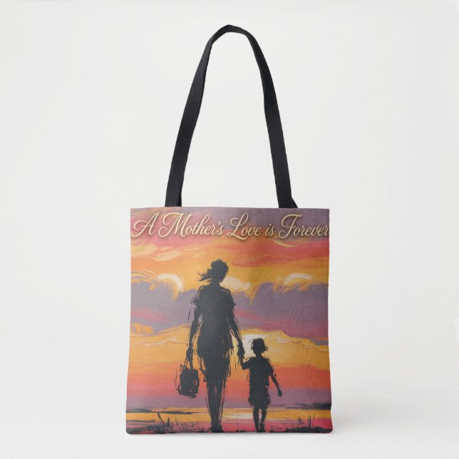 Tote Bag L'amour d'une mère est à jamais Silhouette de couc (Devant)