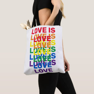 Tote Bag L'amour est amour arc-en-ciel motif de typographie