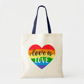 Tote Bag L'amour est amour Coeur arc-en-ciel