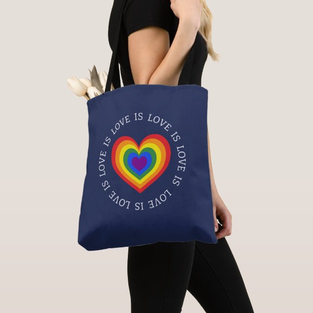 Tote Bag L'amour est amour Coeur arc-en-ciel LGBTQ Pride Ma (De près)