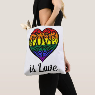 Tote Bag L'amour est amour LGBTQ Coeur arc-en-ciel