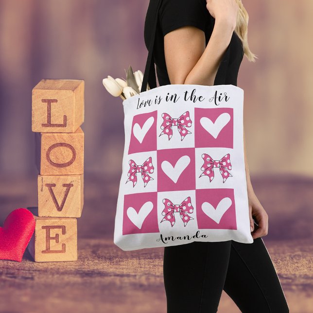Tote Bag L'amour est dans l'air Block Heart Bow Style  (Créateur téléchargé)