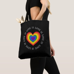 Tote Bag L'amour est l'amour Cœur Arc-en-ciel Fierté LGBTQ