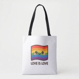 Tote Bag L'amour est l'amour - Kawaii Rainbow Design