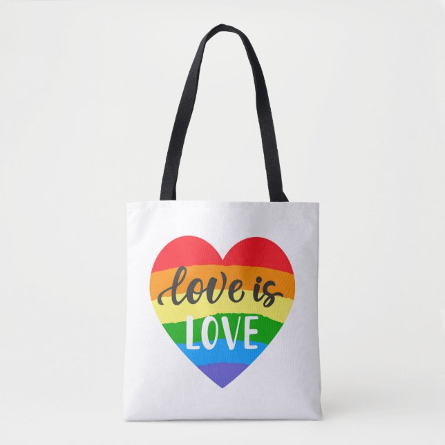 Tote Bag L'amour est l'amour le coeur arc-en-ciel (Devant)