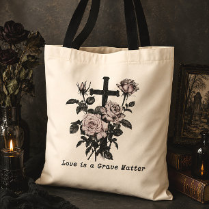 Tote Bag L'amour est une affaire grave Gothiques Roses & Cr