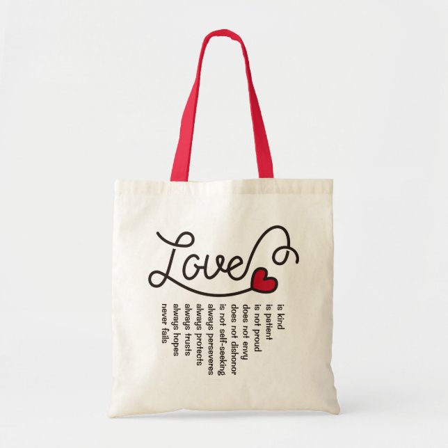 Tote Bag L'amour est vers rouge de coeur de typographie (Devant)