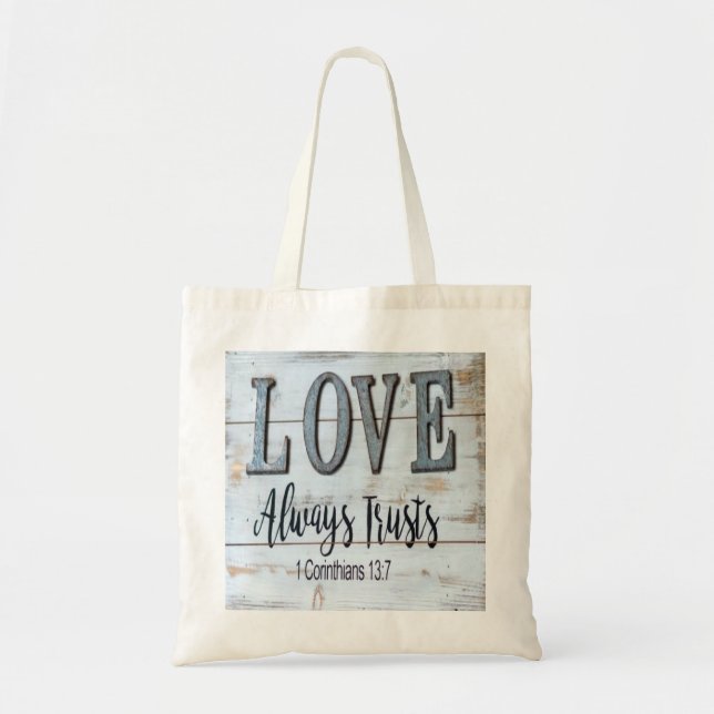 Tote Bag L'amour fait toujours confiance au métal rustique (Devant)