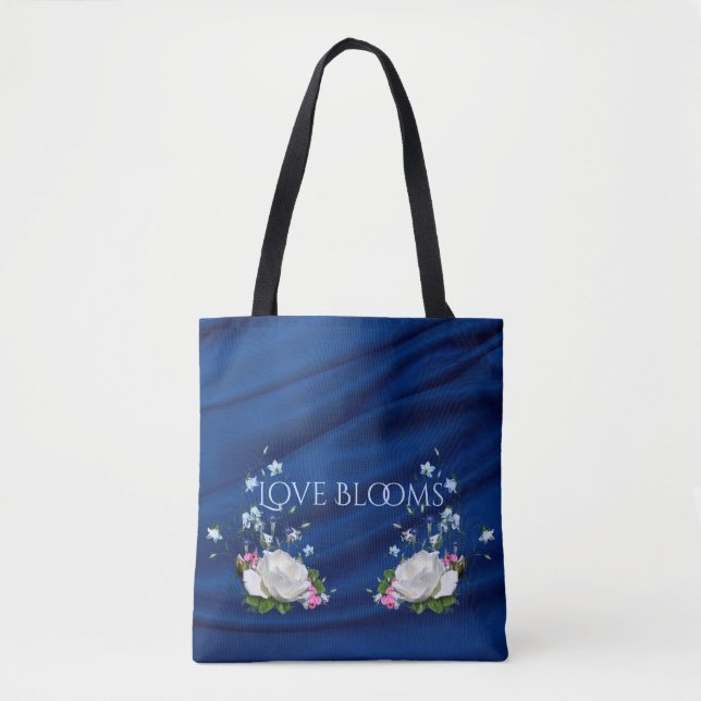 Tote Bag L'amour fleurit les roses blancs que le bleu (Devant)