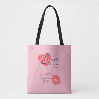 Tote Bag L'amour m'a élevé, rouge à lèvres m'a sauvé