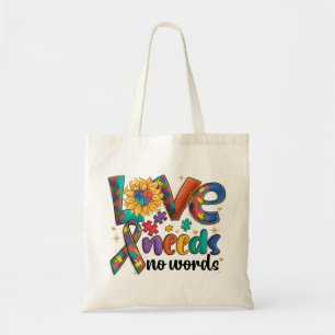 Tote Bag L'Amour N'A Pas Besoin De Mots Autisme