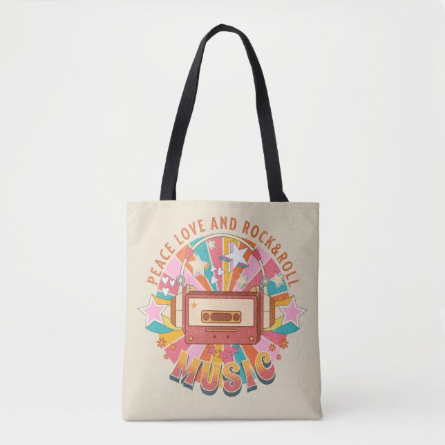 Tote Bag L'amour pour la paix et le rock & roll (Devant)