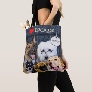 Tote Bag L'amour poursuit Fourre-tout - 5 races de chien -