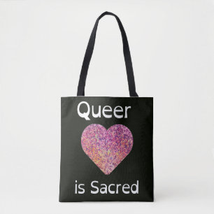 Tote Bag L'amour queer rose et noir est sacré