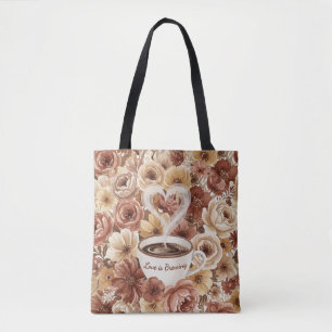 Tote Bag L'amour se prépare Café Floral Cœur Enterrement de
