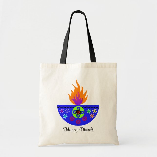 Tote Bag Lampe colorée Diya de Diwali (Devant)