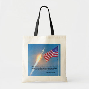 Tote Bag Lancement d'Apollo 11 avec le drapeau américain