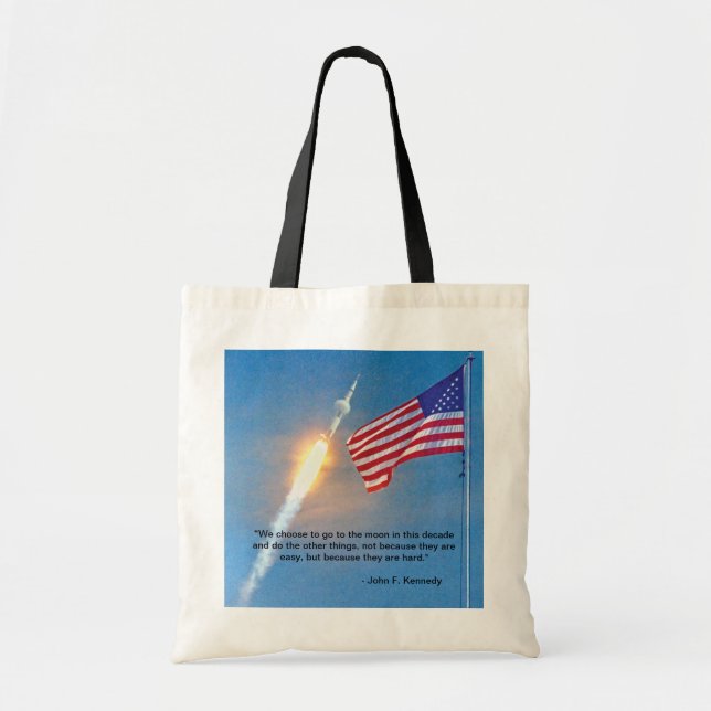 Tote Bag Lancement d'Apollo 11 avec le drapeau américain (Devant)