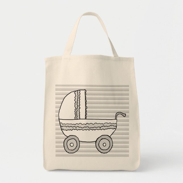 Tote Bag Landau blanc et gris de bébé (Devant)