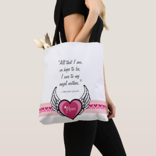 Tote Bag L'ange de MAMAN s'envole l'arrière - plan blanc