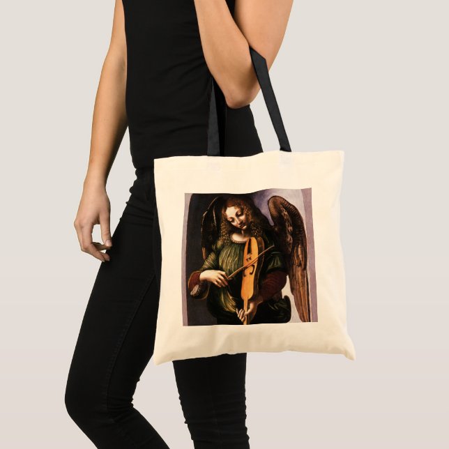 Tote Bag L'ange en vert avec une vielle de Léonard de Vinci (Devant (produit))