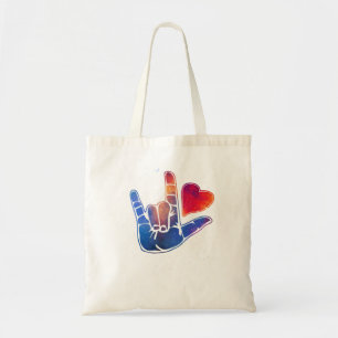 Tote Bag Langue des Signes Américaine ASL Je vous aime dans