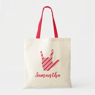 Tote Bag Langue des signes I Love You Christmas Nom du Sucr