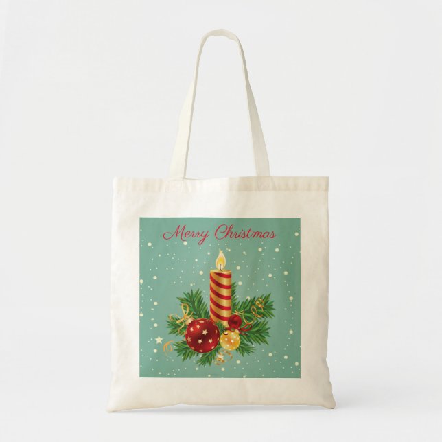 Tote Bag Lanternes Bougie Et Étincelles - Joyeux Noël (Devant)