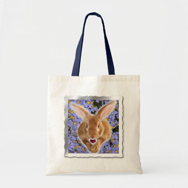 Tote Bag Lapin adorable encadré avec coeur doux (Devant)