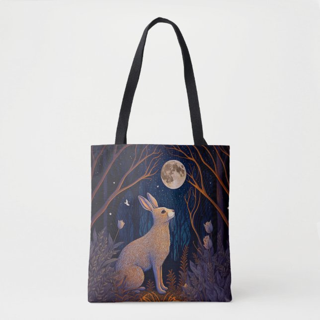 Tote Bag Lapin au clair de lune (Devant)