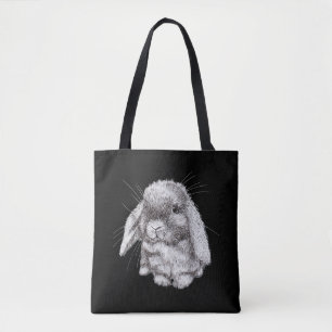 Tote Bag Lapin aux Oreilles Tombantes Croquis Hommes Femmes