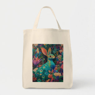 Tote Bag Lapin aux plumes de paon