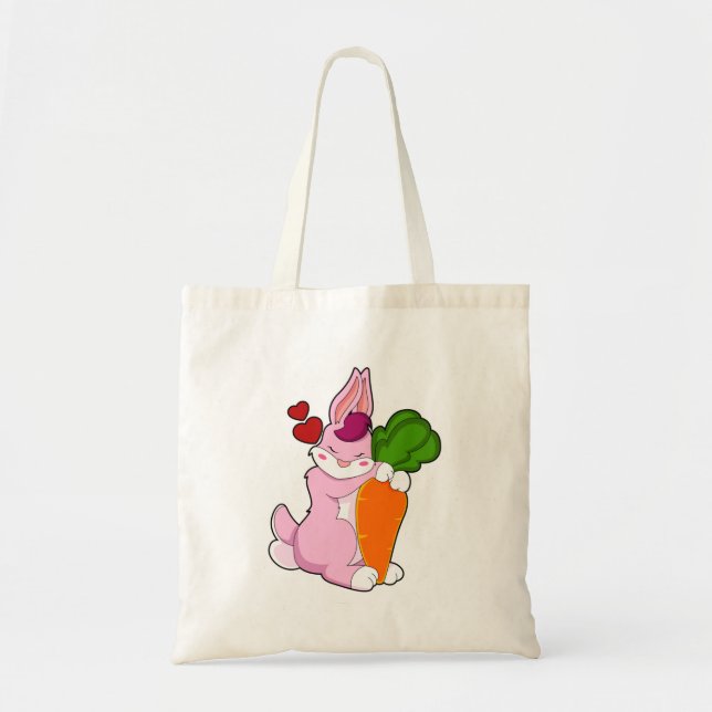 Tote Bag Lapin avec carotte et coeur (Devant)