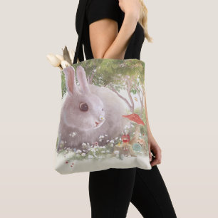 Tote Bag Lapin avec Fleurs