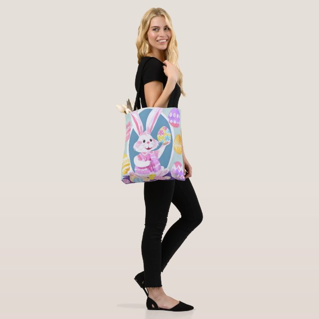 Tote Bag lapin avec oeufs de pâques (Sur le modèle)