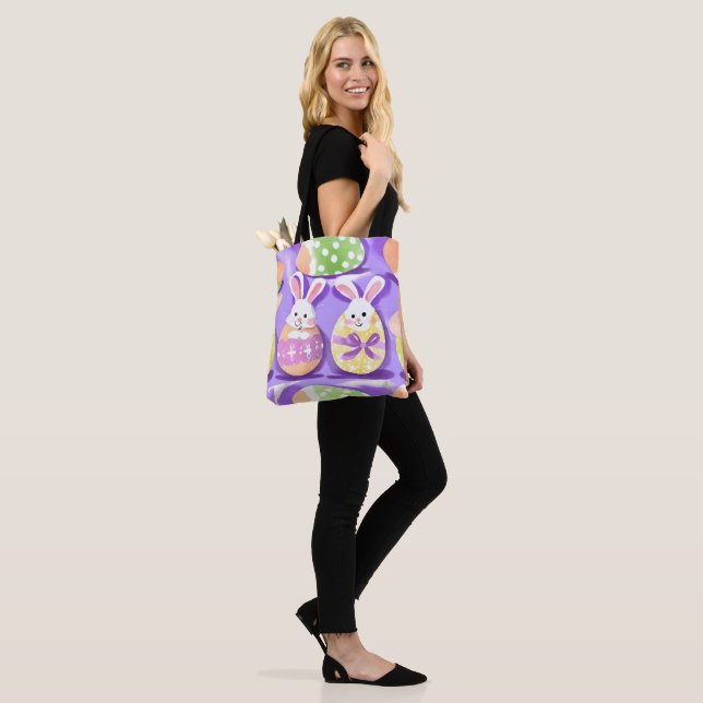 Tote Bag lapin avec oeufs de pâques (Sur le modèle)