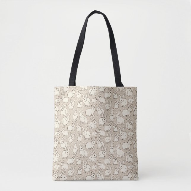 Tote Bag Lapin Céleste lapins Bonanza - motif. (Devant)