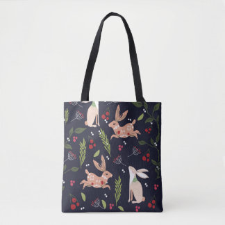 Tote Bag Lapin d'art populaire scandinave
