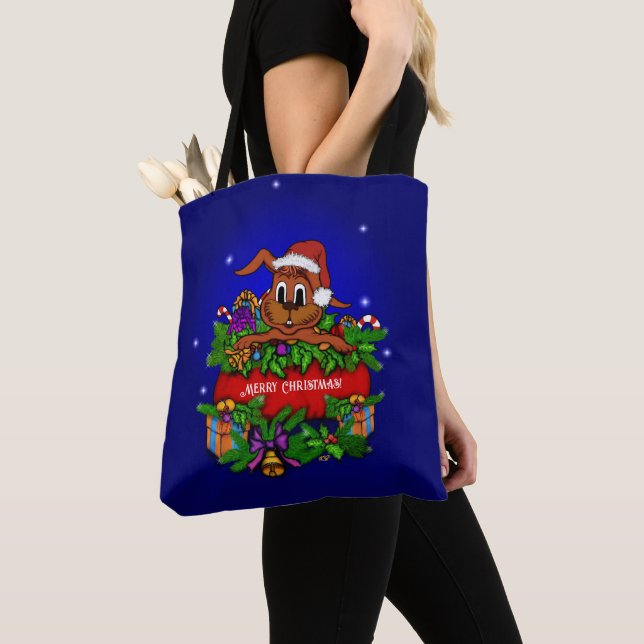 Tote Bag Lapin de Noël (De près)