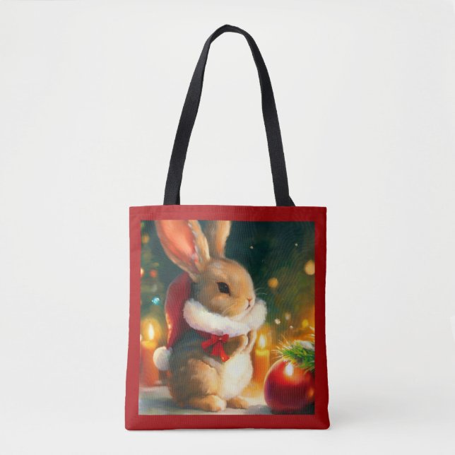 Tote Bag Lapin de Noël 1 (Devant)