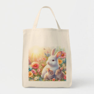 Tote Bag Lapin de Pâques de printemps Famille Florale Jardi