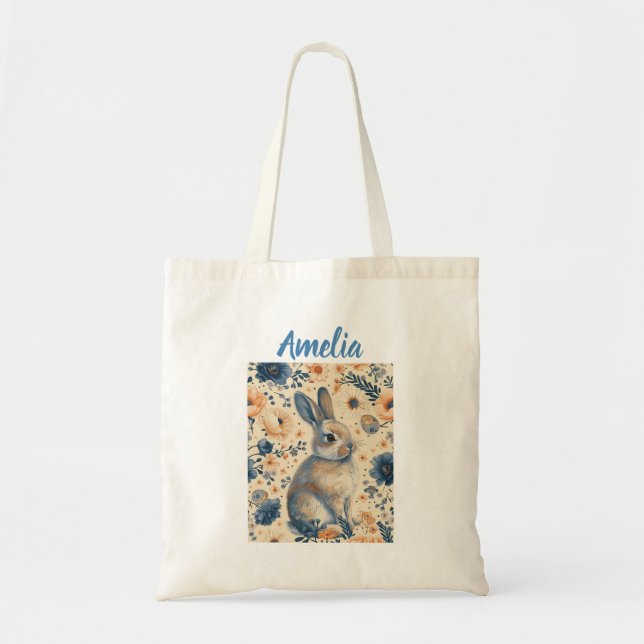 Tote Bag Lapin de Pâques Delft Bleu Vacances de Pâques (Devant)