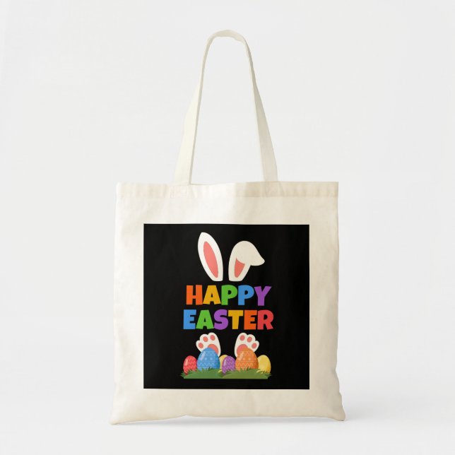 Tote Bag Lapin de Pâques heureux  (Devant)
