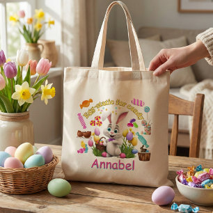 Tote Bag Lapin de Pâques personnalisé avec des bonbons