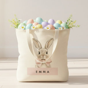 Tote Bag Lapin de Pâques personnalisé Nom personnalisé