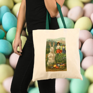 Tote Bag Lapin de Pâques vintage et enfants Joyeuses Pâques