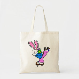 Tote Bag Lapin de patinage de rouleau Pâques avec le panie