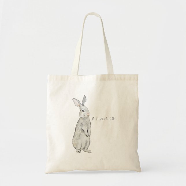 Tote Bag Lapin de velours drôle (Devant)