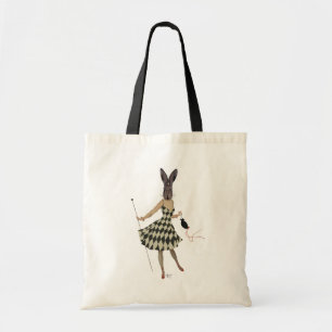 Tote Bag Lapin en robe blanche noire